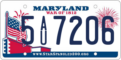 MD license plate 5AU7206
