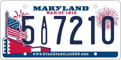 MD license plate 5AU7210