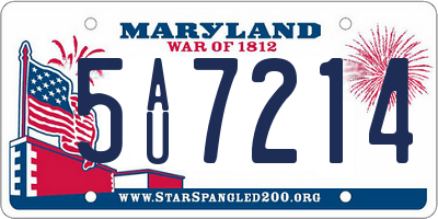 MD license plate 5AU7214