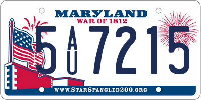 MD license plate 5AU7215