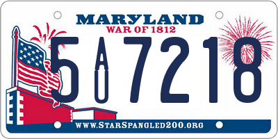 MD license plate 5AU7218
