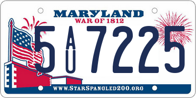 MD license plate 5AU7225