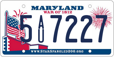 MD license plate 5AU7227