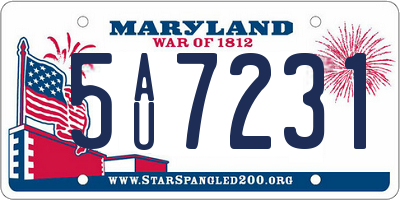 MD license plate 5AU7231