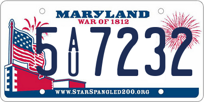 MD license plate 5AU7232