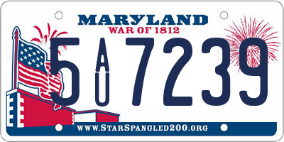 MD license plate 5AU7239