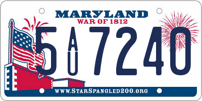 MD license plate 5AU7240