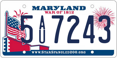 MD license plate 5AU7243