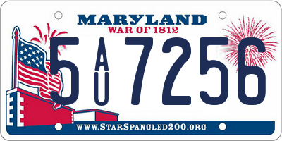 MD license plate 5AU7256