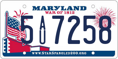 MD license plate 5AU7258