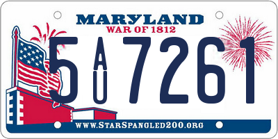 MD license plate 5AU7261
