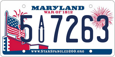 MD license plate 5AU7263