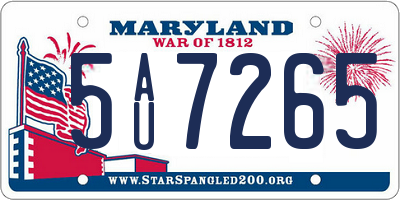 MD license plate 5AU7265