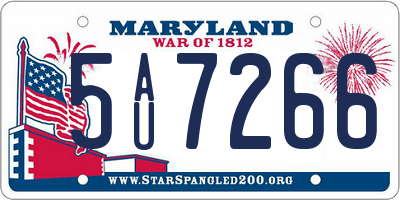 MD license plate 5AU7266