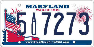 MD license plate 5AU7273
