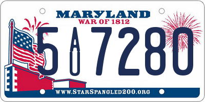 MD license plate 5AU7280