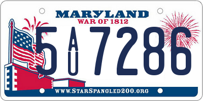 MD license plate 5AU7286