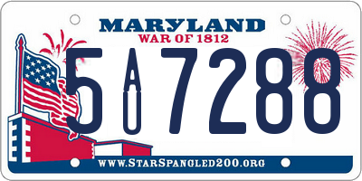 MD license plate 5AU7288