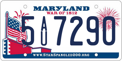 MD license plate 5AU7290