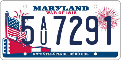 MD license plate 5AU7291