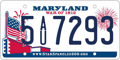 MD license plate 5AU7293