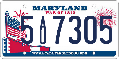 MD license plate 5AU7305