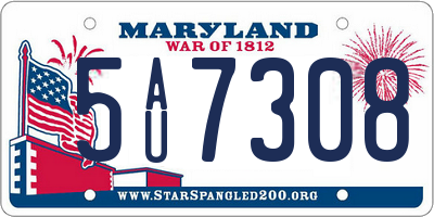 MD license plate 5AU7308