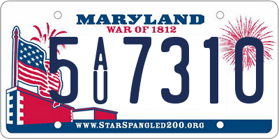MD license plate 5AU7310