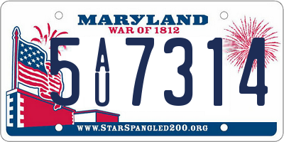 MD license plate 5AU7314