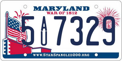 MD license plate 5AU7329