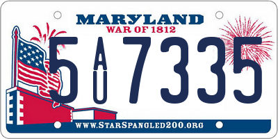 MD license plate 5AU7335