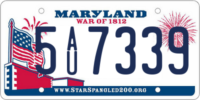 MD license plate 5AU7339