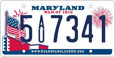 MD license plate 5AU7341