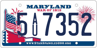 MD license plate 5AU7352