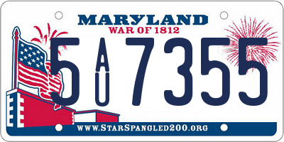 MD license plate 5AU7355