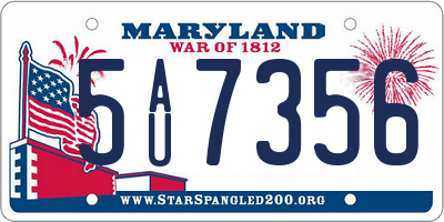 MD license plate 5AU7356