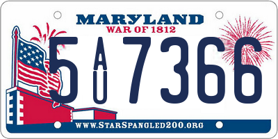 MD license plate 5AU7366