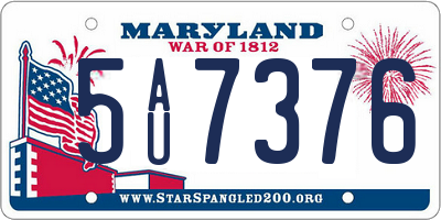 MD license plate 5AU7376