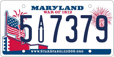 MD license plate 5AU7379