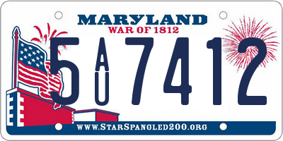 MD license plate 5AU7412