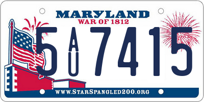 MD license plate 5AU7415