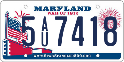 MD license plate 5AU7418