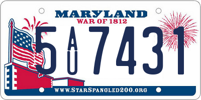 MD license plate 5AU7431