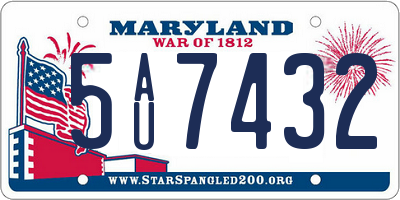 MD license plate 5AU7432