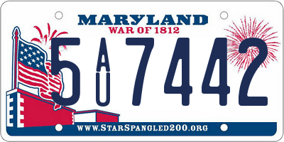 MD license plate 5AU7442
