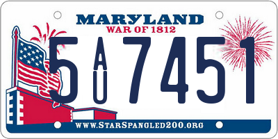 MD license plate 5AU7451