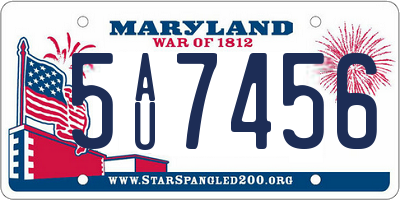 MD license plate 5AU7456