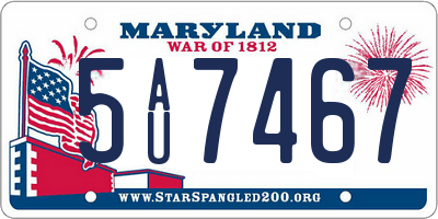 MD license plate 5AU7467
