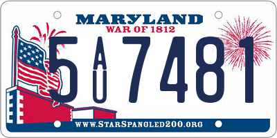 MD license plate 5AU7481