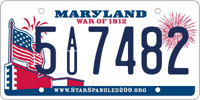 MD license plate 5AU7482